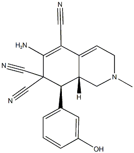 6-amino-8-(3-hydroxyphenyl)-2-methyl-2,3,8,8a-tetrahydro-5,7,7(1H)-isoquinolinetricarbonitrile Struktur