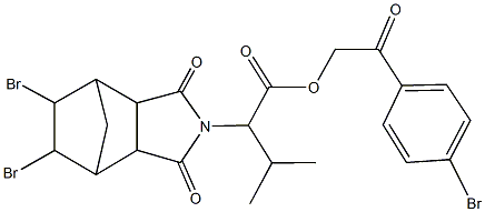 2-(4-bromophenyl)-2-oxoethyl 2-(8,9-dibromo-3,5-dioxo-4-azatricyclo[5.2.1.0~2,6~]dec-4-yl)-3-methylbutanoate Struktur