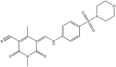 1,4-dimethyl-5-{[4-(4-morpholinylsulfonyl)anilino]methylene}-2,6-dioxo-1,2,5,6-tetrahydro-3-pyridinecarbonitrile Struktur