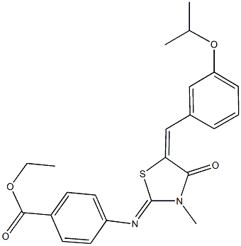 ethyl 4-{[5-(3-isopropoxybenzylidene)-3-methyl-4-oxo-1,3-thiazolidin-2-ylidene]amino}benzoate Struktur