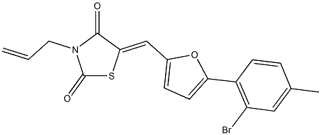 3-allyl-5-{[5-(2-bromo-4-methylphenyl)-2-furyl]methylene}-1,3-thiazolidine-2,4-dione Struktur