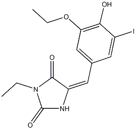 5-(3-ethoxy-4-hydroxy-5-iodobenzylidene)-3-ethyl-2,4-imidazolidinedione Struktur