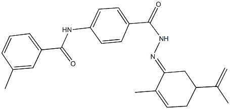 N-(4-{[2-(5-isopropenyl-2-methylcyclohex-2-en-1-ylidene)hydrazino]carbonyl}phenyl)-3-methylbenzamide Struktur