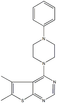 5,6-dimethyl-4-(4-phenyl-1-piperazinyl)thieno[2,3-d]pyrimidine Struktur