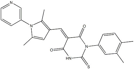 1-(3,4-dimethylphenyl)-5-{[2,5-dimethyl-1-(3-pyridinyl)-1H-pyrrol-3-yl]methylene}-2-thioxodihydro-4,6(1H,5H)-pyrimidinedione Struktur