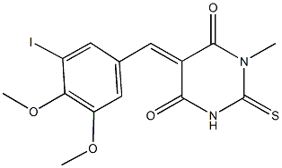 5-(3-iodo-4,5-dimethoxybenzylidene)-1-methyl-2-thioxodihydro-4,6(1H,5H)-pyrimidinedione Struktur