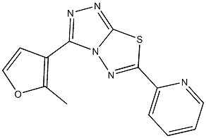 3-(2-methyl-3-furyl)-6-(2-pyridinyl)[1,2,4]triazolo[3,4-b][1,3,4]thiadiazole Struktur