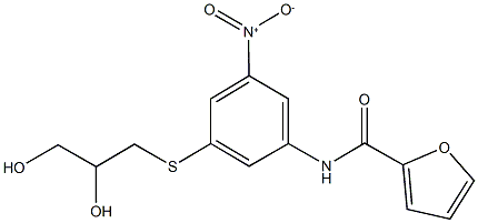 N-{3-[(2,3-dihydroxypropyl)sulfanyl]-5-nitrophenyl}-2-furamide Struktur