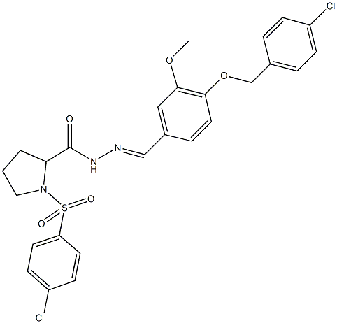 N'-{4-[(4-chlorobenzyl)oxy]-3-methoxybenzylidene}-1-[(4-chlorophenyl)sulfonyl]-2-pyrrolidinecarbohydrazide Struktur