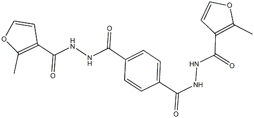 2-methyl-N'-(4-{[2-(2-methyl-3-furoyl)hydrazino]carbonyl}benzoyl)-3-furohydrazide Struktur