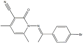 1-{[1-(4-bromophenyl)ethylidene]amino}-4,6-dimethyl-2-oxo-1,2-dihydropyridine-3-carbonitrile Struktur