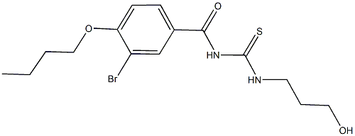 N-(3-bromo-4-butoxybenzoyl)-N'-(3-hydroxypropyl)thiourea Struktur