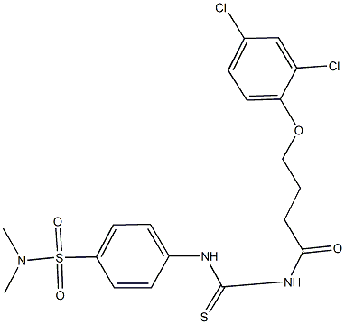 4-[({[4-(2,4-dichlorophenoxy)butanoyl]amino}carbothioyl)amino]-N,N-dimethylbenzenesulfonamide Struktur