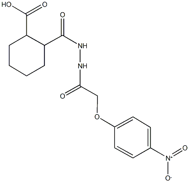 2-{[2-({4-nitrophenoxy}acetyl)hydrazino]carbonyl}cyclohexanecarboxylic acid Struktur