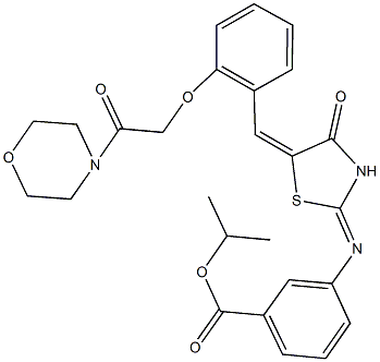 isopropyl 3-[(5-{2-[2-(4-morpholinyl)-2-oxoethoxy]benzylidene}-4-oxo-1,3-thiazolidin-2-ylidene)amino]benzoate Struktur