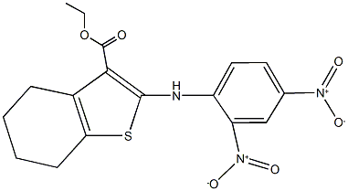 ethyl2-{2,4-dinitroanilino}-4,5,6,7-tetrahydro-1-benzothiophene-3-carboxylate Struktur