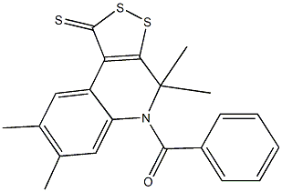 5-benzoyl-4,4,7,8-tetramethyl-4,5-dihydro-1H-[1,2]dithiolo[3,4-c]quinoline-1-thione Struktur