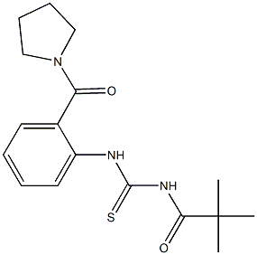 N-(2,2-dimethylpropanoyl)-N'-[2-(1-pyrrolidinylcarbonyl)phenyl]thiourea Struktur