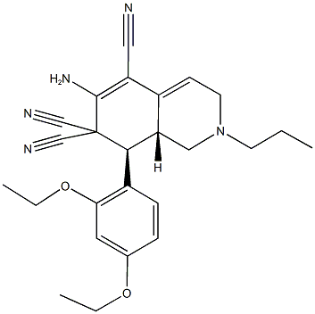 6-amino-8-(2,4-diethoxyphenyl)-2-propyl-2,3,8,8a-tetrahydro-5,7,7(1H)-isoquinolinetricarbonitrile Struktur