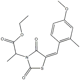 ethyl 2-[5-(4-methoxy-2-methylbenzylidene)-2,4-dioxo-1,3-thiazolidin-3-yl]propanoate Struktur