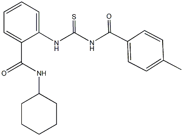 N-cyclohexyl-2-({[(4-methylbenzoyl)amino]carbothioyl}amino)benzamide Struktur