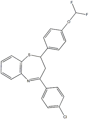 4-[4-(4-chlorophenyl)-2,3-dihydro-1,5-benzothiazepin-2-yl]phenyl difluoromethyl ether Struktur