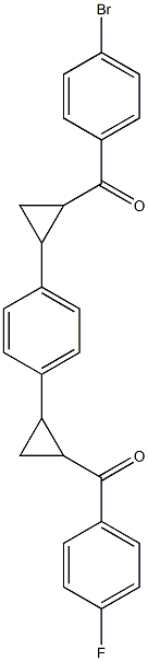 (2-{4-[2-(4-bromobenzoyl)cyclopropyl]phenyl}cyclopropyl)(4-fluorophenyl)methanone Struktur