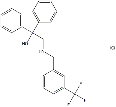 1,1-diphenyl-2-({[3-(trifluoromethyl)phenyl]methyl}amino)ethan-1-ol hydrochloride Struktur