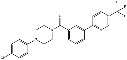 1-(4-chlorophenyl)-4-{3-[5-(trifluoromethyl)pyridin-2-yl]benzoyl}piperazine Struktur