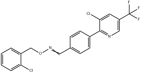 (E)-({4-[3-chloro-5-(trifluoromethyl)pyridin-2-yl]phenyl}methylidene)[(2-chlorophenyl)methoxy]amine Struktur