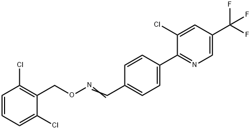 (E)-({4-[3-chloro-5-(trifluoromethyl)pyridin-2-yl]phenyl}methylidene)[(2,6-dichlorophenyl)methoxy]amine Struktur