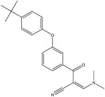 (2Z)-2-[(Z)-3-(4-tert-butylphenoxy)benzoyl]-3-(dimethylamino)prop-2-enenitrile Struktur