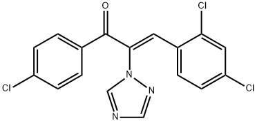 (2Z)-1-(4-chlorophenyl)-3-(2,4-dichlorophenyl)-2-(1H-1,2,4-triazol-1-yl)prop-2-en-1-one Struktur