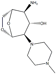 (1S,2S,3S,4R,5R)-2-amino-4-(4-methylpiperazin-1-yl)-6,8-dioxabicyclo[3.2.1]octan-3-ol Struktur