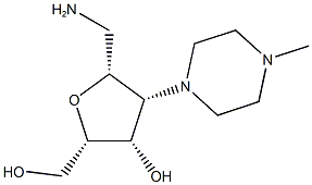 (2S,3S,4R,5R)-5-(aminomethyl)-2-(hydroxymethyl)-4-(4-methylpiperazin-1-yl)tetrahydrofuran-3-ol Struktur