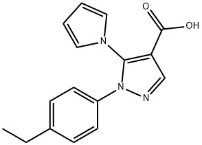 1-(4-ethylphenyl)-5-(1H-pyrrol-1-yl)-1H-pyrazole-4-carboxylic acid Struktur