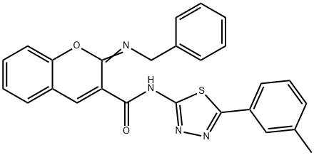 (2Z)-2-(benzylimino)-N-[5-(3-methylphenyl)-1,3,4-thiadiazol-2-yl]-2H-chromene-3-carboxamide Struktur