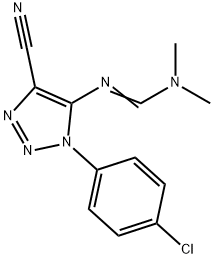 (E)-N'-[1-(4-chlorophenyl)-4-cyano-1H-1,2,3-triazol-5-yl]-N,N-dimethylmethanimidamide Struktur