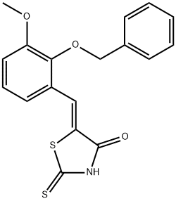 (5Z)-5-{[2-(benzyloxy)-3-methoxyphenyl]methylidene}-2-sulfanylidene-1,3-thiazolidin-4-one Struktur