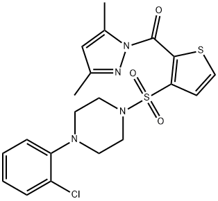 1-(2-chlorophenyl)-4-{[2-(3,5-dimethyl-1H-pyrazole-1-carbonyl)thiophen-3-yl]sulfonyl}piperazine Struktur