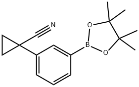 1-[3-(4,4,5,5-Tetramethyl-[1,3,2]dioxaborolan-2-yl)-phenyl]-cyclopropanecarbonitrile Struktur