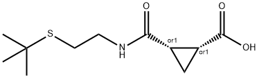 (1R,2S)-2-{[2-(tert-butylsulfanyl)ethyl]carbamoyl}cyclopropane-1-carboxylic acid Struktur