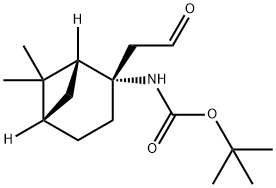 tert-butyl N-[(1R,2S,5S)-6,6-dimethyl-2-(2-oxoethyl)bicyclo[3.1.1]heptan-2-yl]carbamate Struktur