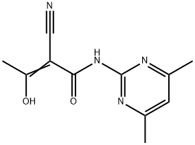 (2E)-2-cyano-N-(4,6-dimethylpyrimidin-2-yl)-3-hydroxybut-2-enamide Struktur