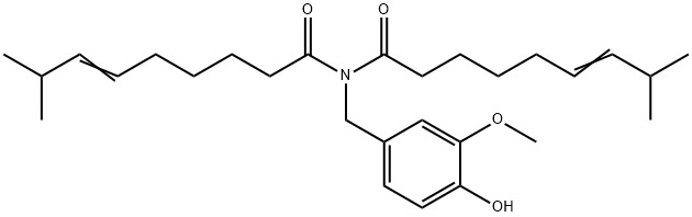 (6Z)-N-[(4-hydroxy-3-methoxyphenyl)methyl]-8-methyl-N-[(6Z)-8-methylnon-6-enoyl]non-6-enamide Struktur