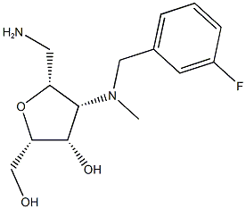 (2S,3S,4R,5R)-5-(aminomethyl)-4-((3-fluorobenzyl)(methyl)amino)-2-(hydroxymethyl)tetrahydrofuran-3-ol Struktur