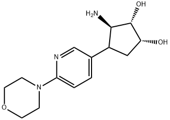 (1R,2S,3R)-3-amino-4-(6-morpholinopyridin-3-yl)cyclopentane-1,2-diol Struktur