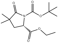 (S)-1-tert-butyl 2-ethyl 4,4-dimethyl-5- oxopyrrolidine-1,2-dicarboxylate Struktur