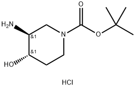 (3R,4R)-rel-tert-Butyl 3-amino-4-hydroxypiperidine-1-carboxylate hydrochloride Struktur