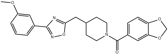 1-(2H-1,3-benzodioxole-5-carbonyl)-4-{[3-(3-methoxyphenyl)-1,2,4-oxadiazol-5-yl]methyl}piperidine Struktur